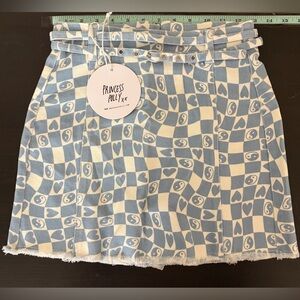 NWT Alien Denim Princess Polly The Zen Checkered Mini Skirt Size US 2